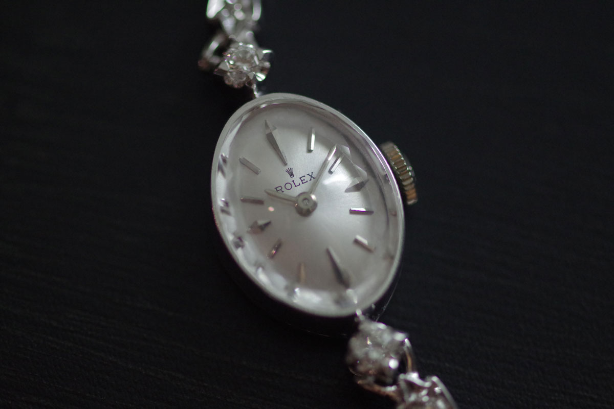 アンティーク　ROLEX　ロレックス　レディース　14金ケース&14金ブレス　大粒ダイヤモンド　アンティーク機械式時計