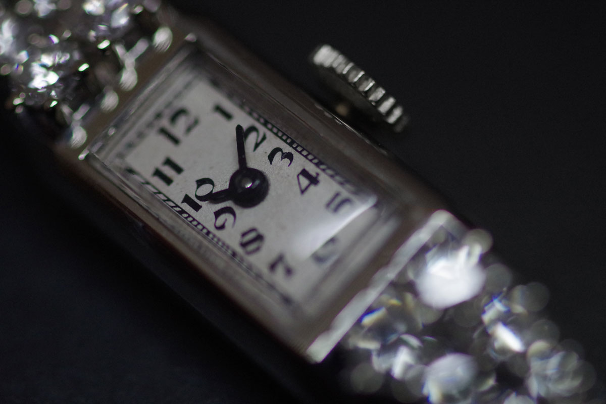 CROTON クロトン 　14金ケース＆大粒ダイヤモンド　アンティーク機械式時計