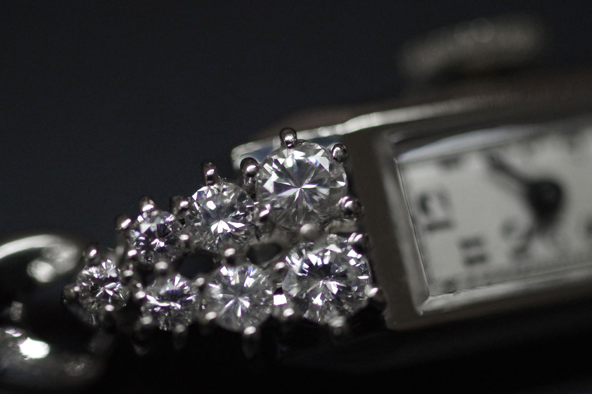 CROTON クロトン 　14金ケース＆大粒ダイヤモンド　アンティーク機械式時計